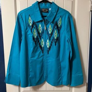 Turquoise Zip-Up Bob Mackie Jacket
